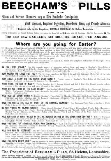 Advertisement for Beecham's Pills, 1898. Creator: Unknown.