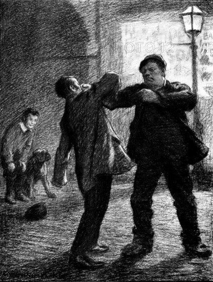 His Cheap Bravo: ...the large-faced man decorated Mr. Price's face oddly..., 1898. Creator: Unknown.