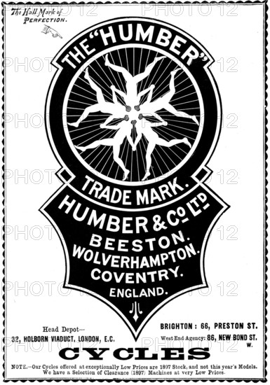 Advertisement for Humber Cycles, 1898. Creator: Unknown.