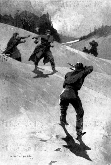 The Sergeant of the Guard: Mother Revell ran out. "No, no! Both of you! Don't shoot!", 1898. Creator: Unknown.