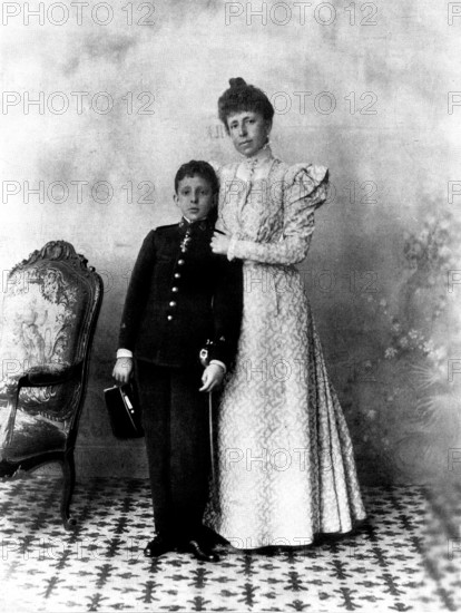 Christina, Queen-Regent of Spain, and her son, Alfonso XIII., King of Spain, 1898. Creator: Valentin.