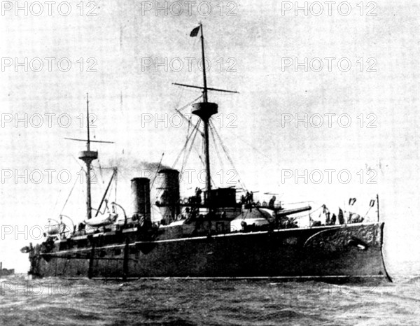 The Spanish-American War: Spanish war-ships - Vizcaya, first class belted cruiser, 1898. Creator: G. West and Son.