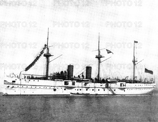 The Spanish-American War: US war-ships - San Francisco, twin-screw cruiser, 1898. Creator: Symonds & Co.
