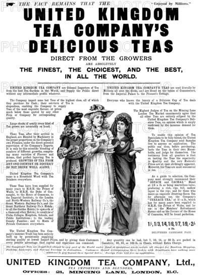 Advertisement for the United Kingdom Tea Company, 1898. Creator: Unknown.