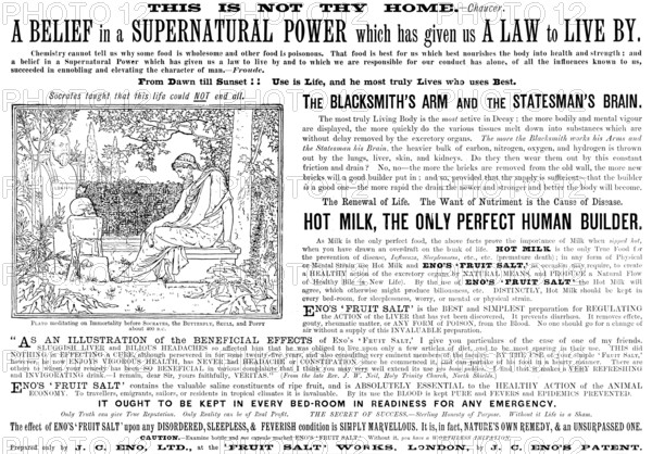 Advertisement for Eno's 'Fruit Salt', 1898. Creator: Unknown.