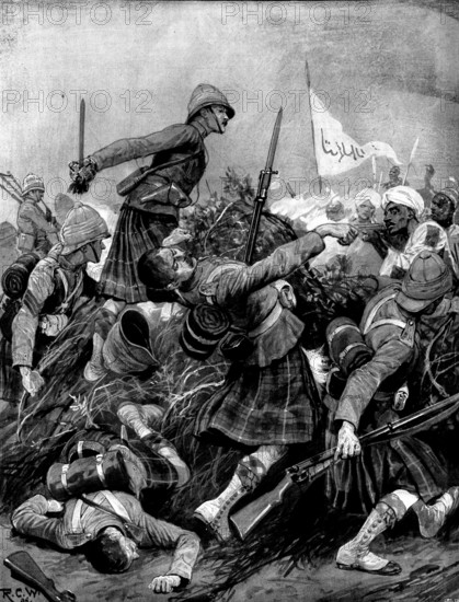 The Soudan Advance: the Seaforth Highlanders forcing Mahmud's Zareba in the Battle of Atbara, 1898. Creator: Unknown.
