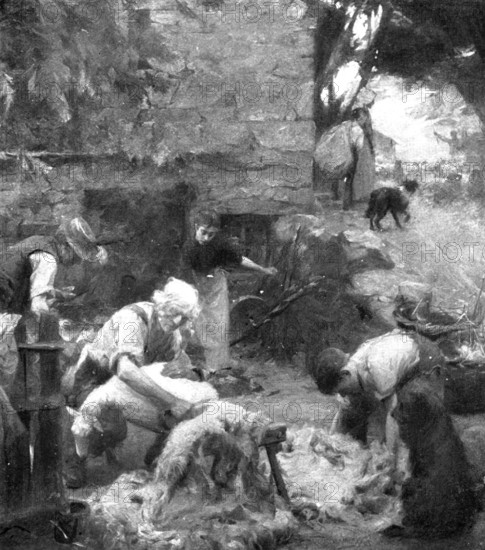 Pictures from the Royal Academy: A Dalesman's Clipping, Westmorland - Frank Bramley, A.R.A., 1898. Creator: Unknown.