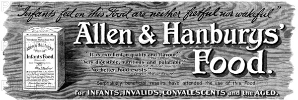 Advertisement for Allen & Hanbury's Food, 1898. Creator: Unknown.