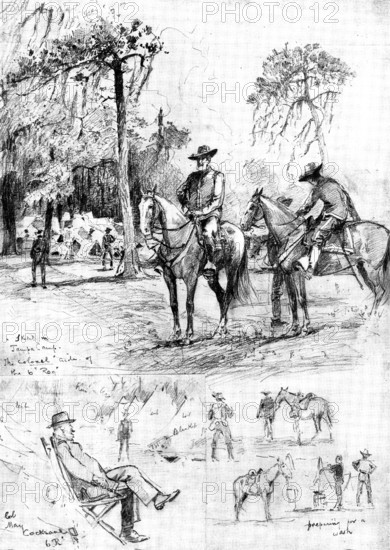 The Spanish-American War: scenes in camp at Tampa, where U.S troops have been assembling..., 1898. Creator: Unknown.