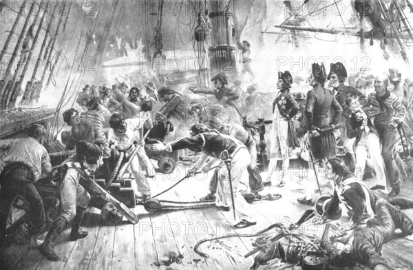 Pictures from the Royal Academy: Trafalgar - the late W. H. Overend, 1898. Creator: Unknown.