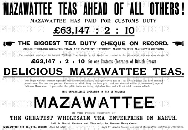 Advertisement for Mazawattee Teas, 1898. Creator: Unknown.
