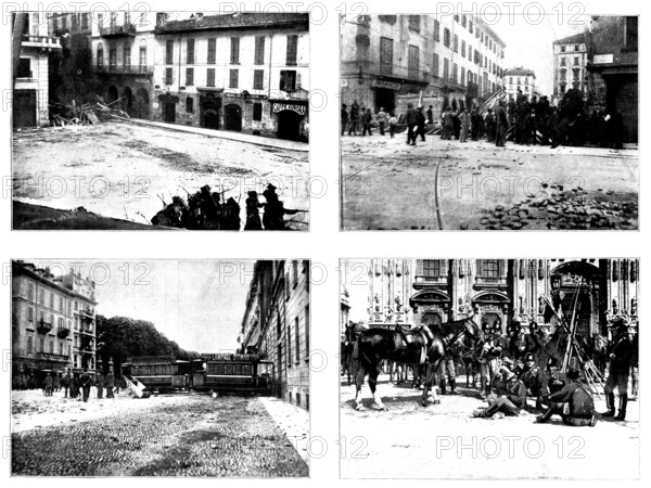 The Riots in Italy: street scenes in Milan, 1898. Creator: Unknown.