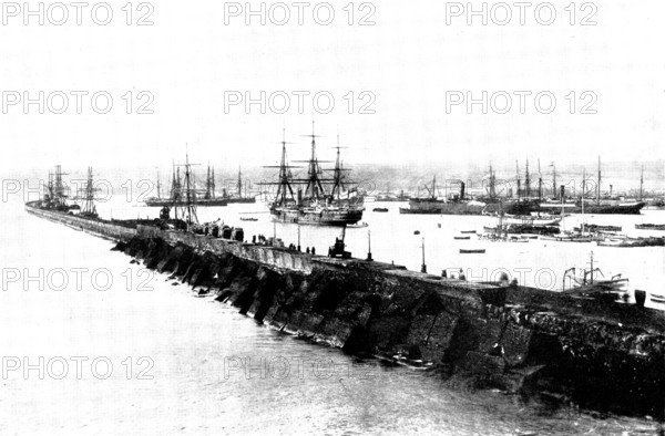 The Spanish-American War: the harbour of Las Palmas, the capital of Grand Canary, 1898. Creator: Charles Nanson.