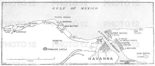 The Spanish-American War: the defences of Havana...official chart issued to U.S. Navy, 1898. Creator: Carl Hentschel.