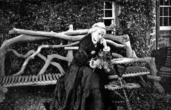 Mrs. Gladstone in the garden of Blackcraig Castle, Blairgowrie, September 1893, (1898). Creator: Valentine & Sons.