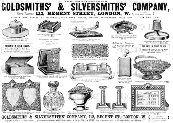 Advertisement for the Goldsmiths' & Silversmiths' Company, 1898. Creator: Unknown.