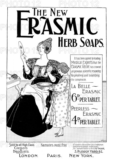 Advertisement for the new Erasmic Herb Soaps, 1898. Creator: Unknown.