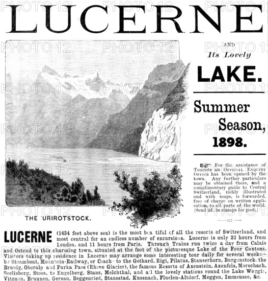 Advertisement for trips to Lake Lucerne, 1898. Creator: Unknown.