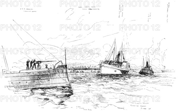 The Spanish-American War: landing of the "Gussie" Expedition at Cabanas, May 12, 1898. Creator: Carl Hentschel.