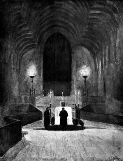 The Funeral of Mr. Gladstone: the lying-in-state in Westminster Hall - a midnight vigil, 1898. Creator: Unknown.