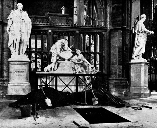 The Funeral of Mr. Gladstone: grave of Mr. Gladstone in the North Transept, Westminster Abbey, 1898. Creator: SB Bolas & Co.
