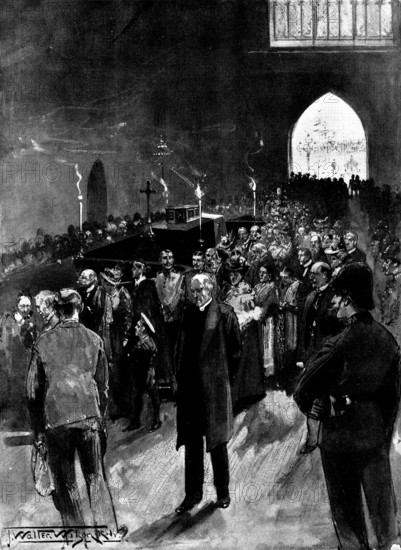 The Funeral of Mr. Gladstone: the public viewing the lying-in-state in Westminster Hall, 1898. Creator: Unknown.