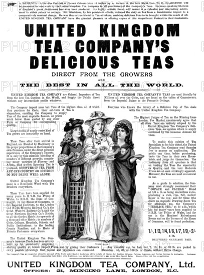Advertisement for the United Kingdom Tea Company, 1898. Creator: Unknown.