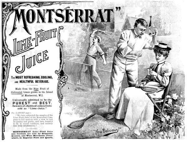 Advertisement for "Montserrat" Lime-Fruit Juice, 1898. Creator: Unknown.