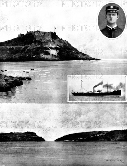Entrance to the harbour of Santiago de Cuba; with the "Merrimac," which was sunk..., 1898. Creator: Unknown.