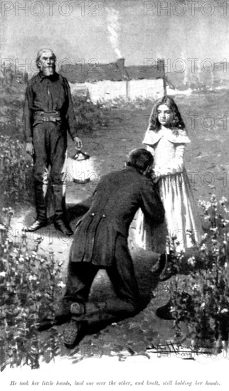 Caroline: He took her little hands...and knelt, still holding her hands, 1898. Creator: Unknown.