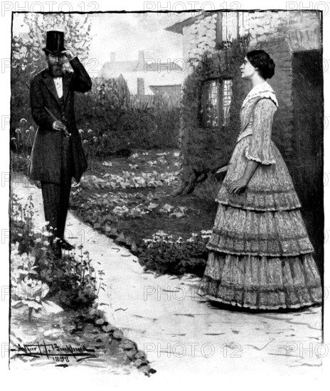 Caroline: She saw a fine man...with thick moustache and beard, and with deep, dark eyes, 1898. Creator: Unknown.