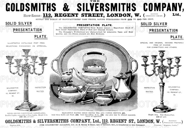 Advertisement for the Goldsmiths & Silversmiths Company, 1898. Creator: Unknown.