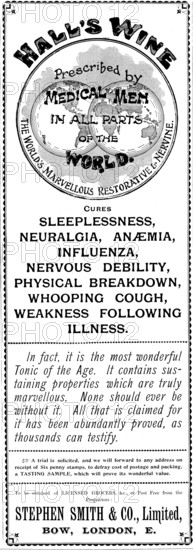 Advertisement for Hall's Wine, 1898. Creator: Unknown.