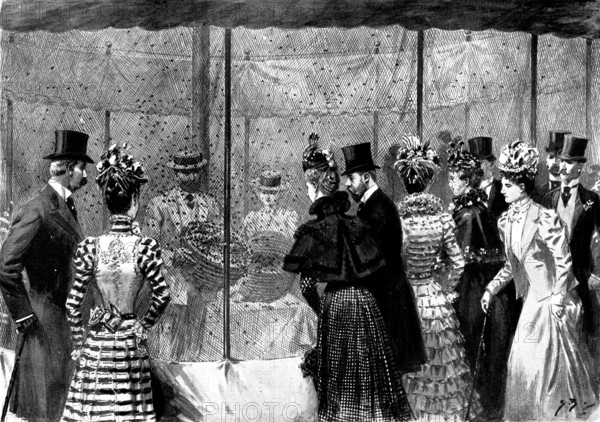 The Duke and Duchess of York at the Agricultural Show, Portsmouth: visiting the apiary, 1898. Creator: Unknown.