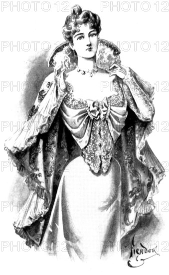 Ladies' Page: an evening bodice and wrap, 1898. Creator: Picador.