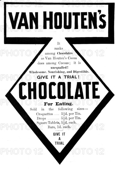 Advertisement for Van Houten's Chocolate, 1898. Creator: Unknown.