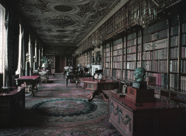 The Great Library, Chatsworth, Derbyshire, c1955. Creator: Arthur Charles Kirby Ware.