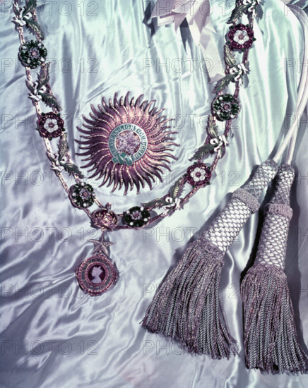 The insignia and robes of the Order of St Patrick, 1953. Creator: Arthur Charles Kirby Ware.