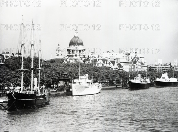 St Paul's Cathedral and the Embankment, London, c1955. Creator: Arthur Charles Kirby Ware.