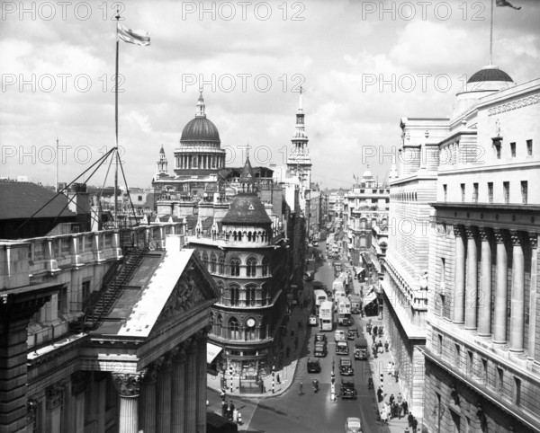 Mansion House and St Paul's Cathedral, City of London, c1955. Creator: Arthur Charles Kirby Ware.