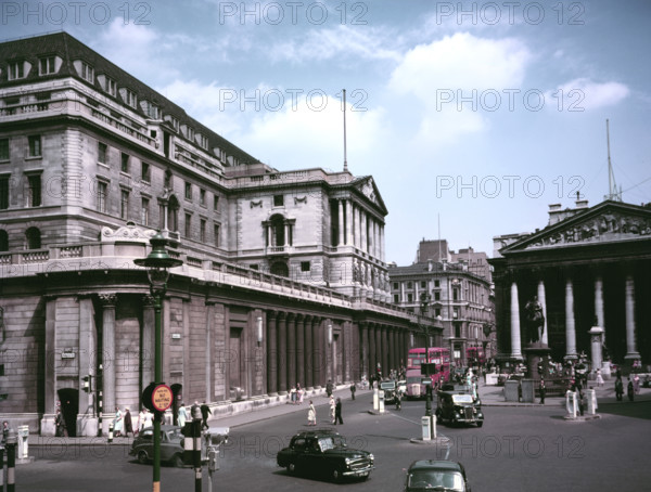 The Bank of England, London, at the time of the coronation of Elizabeth II, 1953. Creator: Arthur Charles Kirby Ware.