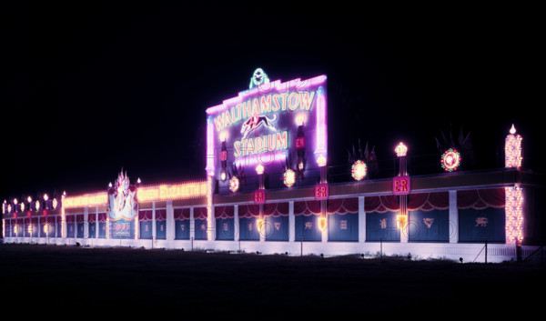 Walthamstow greyhound racing stadium illuminated to celebrate the Coronation of Elizabeth II, 1953. Creator: Arthur Charles Kirby Ware.
