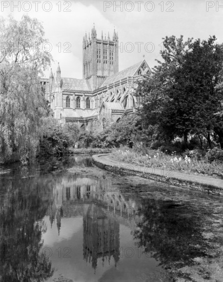 Wells Cathedral from the moat, Somerset, c1955. Creator: Arthur Charles Kirby Ware.