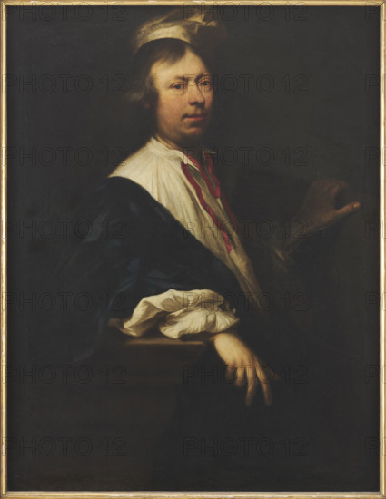 Self-portrait with red ribbon. Creator: Adler, Salomon (1630-1709).