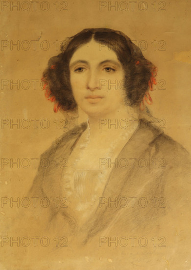 Portrait of George Sand, 1840. Creator: Anonymous.
