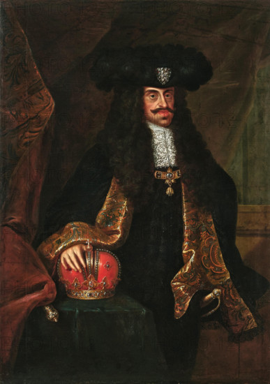 Portrait of Emperor Leopold I (1640-1705), with the Bohemian crown, c1700. Creator: Anonymous.