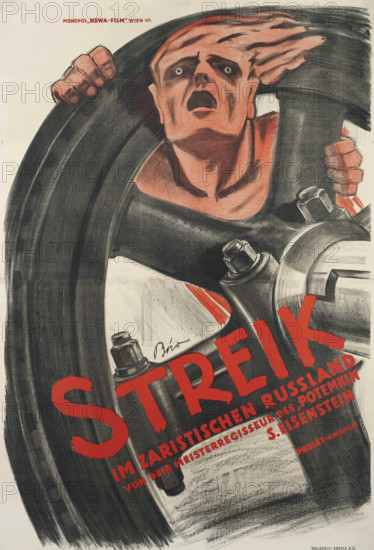 Movie poster "Strike" by Sergei Eisenstein, 1925. Creator: Bednar, Janos (1886-1932).