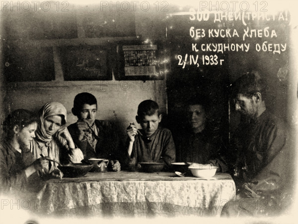 300 days (three hundred!) without a piece of bread for the meager lunch. April 2, 1933, 1933. Creator: Bokan, Mykola (1881-1942).