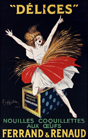 Delices - Nouilles Coquillettes aux oeufs. Ferrand et Renaud, 1923. Creator: Cappiello, Leonetto (1875-1942).