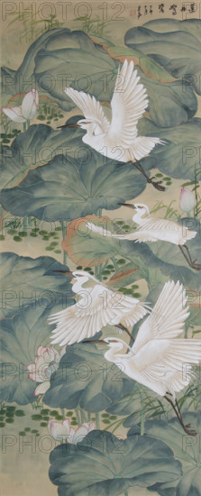 Cranes and Lotus. Creator: Chinese Master.